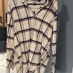 Oversized Plaid Long Sleeve Shirt - thread & supply medium